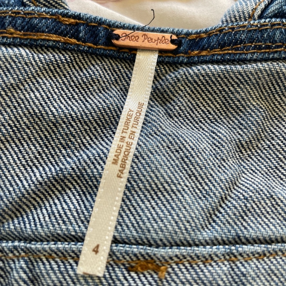 Free People Denim Overalls Dress with Patchwork Details - Picture 3 of 4